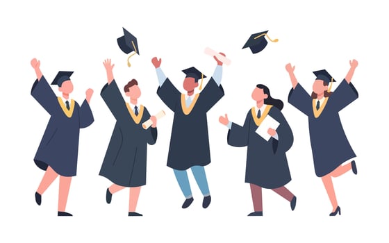 Illustration of Diversity of Graduates in Celebrating Graduation vector