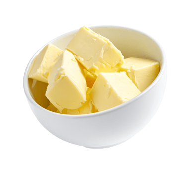 Soft yellow butter in a white container png