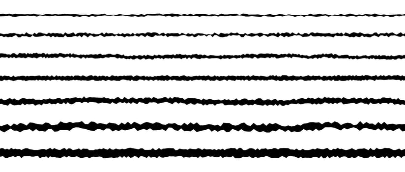 Jagged rough lines set. Scribble stroke border collection. Grunge wavy zig zag stripes bundle. Edgy scribble design elements for poster, banner, booklet, brochure. vector