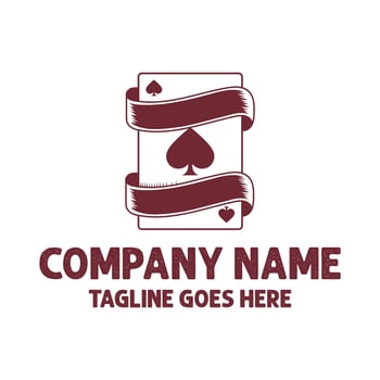 Rustic Retro Vintage Ace Spade Scoop Playing Card with Ribbon for Games Gambling Logo Design vector
