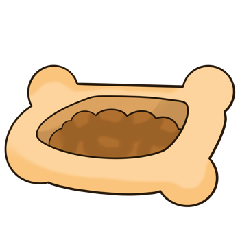 Dog food bowl or cat food bowl in the shape of a bone pillow clip art png