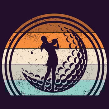 Vintage Golfer Silhouette Retro Grunge Golf Design, Classic Golf Swing Artwork vector