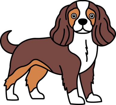 illustration icon of a Cavalier King Charles Spaniel dog vector