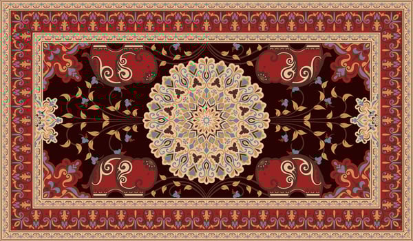 Ornate vintage carpet pattern design vector
