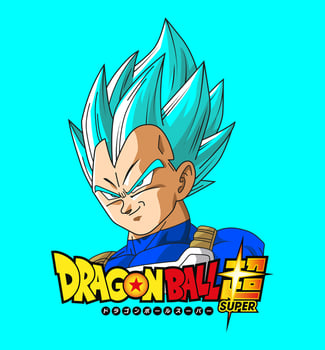 Vegeta Super Saiyan Blue With Dragon Ball Super Logo vector