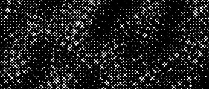 Halftone grunge overlay texture. Black and white dotted distressed background. Rough dirty surface for template, banner, poster, cover, collage, flyer. Grainy noise grit wallpaper vector