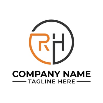 Modern Business Logo Design Featuring Overlapping Circle with RH Initial Combination for Company Identity and Branding vector