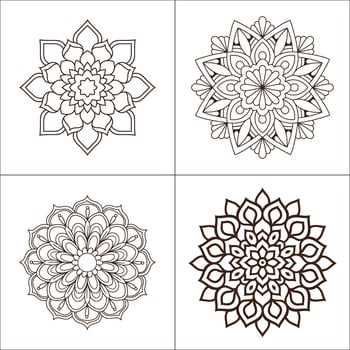 Intricate mandala patterns for mindful coloring offering peace and creative expression clean line vector