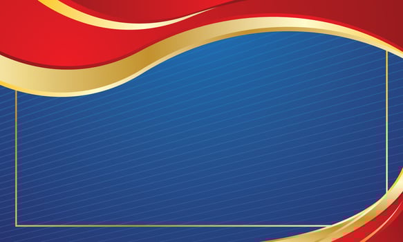 Blue red gold wave background for luxury certificate vector