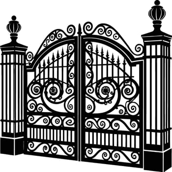 Ornate Wrought Iron Gate Silhouette vector