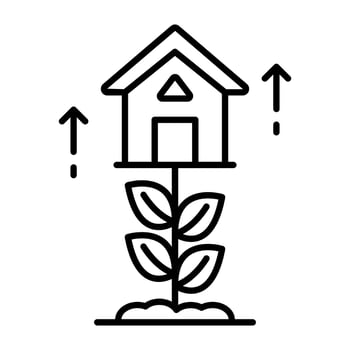 A premium icon of home growth vector