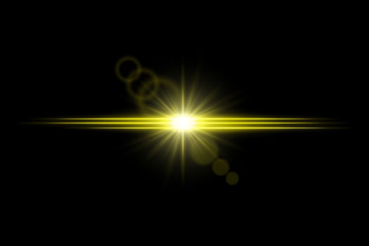 A bright yellow light is shining on a black background vector