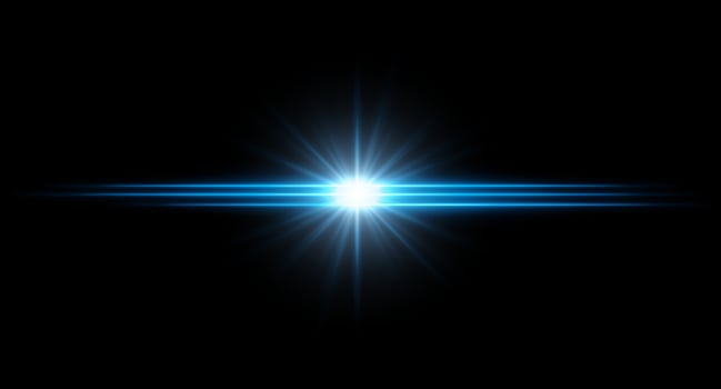 A bright blue light shining on a black background vector