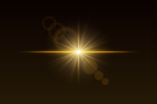 A golden light shining on a black background vector