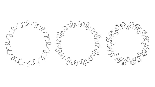 Squiggly Line Circle Frames Set vector