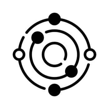Visually appealing glyph style icon of orbit diagram. vector