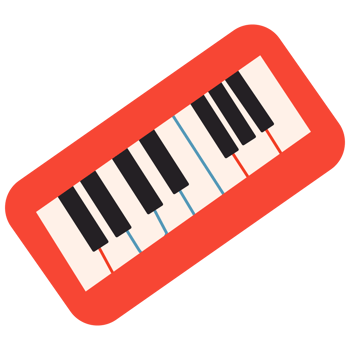 2D Red Piano Keyboard for Music and Learning png