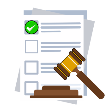 Gavel about to strike a document signifying a legal decision Illustration png