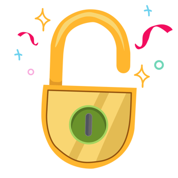 Unlocked Padlock Graphic with Confetti png