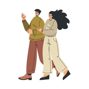 Man and Woman Character Walking in the Park and Talking Illustration vector