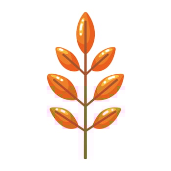 Orange Autumn Leaves Branch Flat Illustration vector