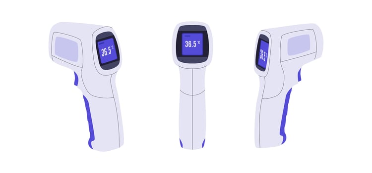 Digital Thermometer Scanner Illustration Set vector