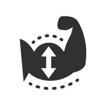 muscle gain, increase hand muscle icon, bodybilding, flat illustration vector