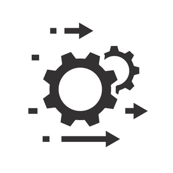 optimization operation, process management icon, fix strategy industry, transmission gear wheel, flat illustration vector