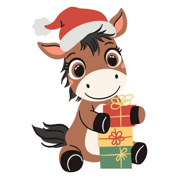 Christmas horse with presents vector