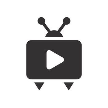play , tv icon, television, movie smart concept, flat illustration vector