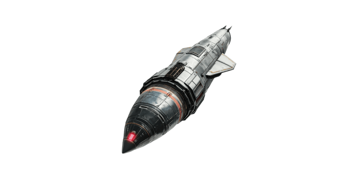 Futuristic gray metal rocket with engine detailing isolated on transparent background png