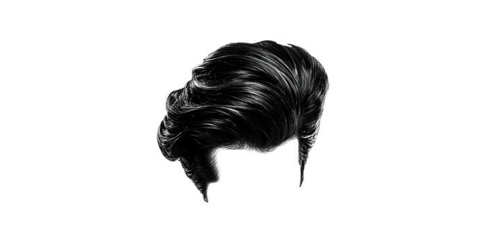 Stylish black pompadour hairstyle with sideburns isolated on transparent background png