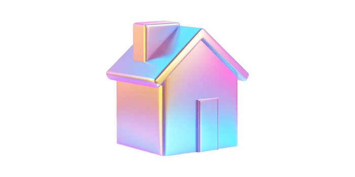 Colorful 3d house icon in pastel rainbow shades isolated on transparent background png