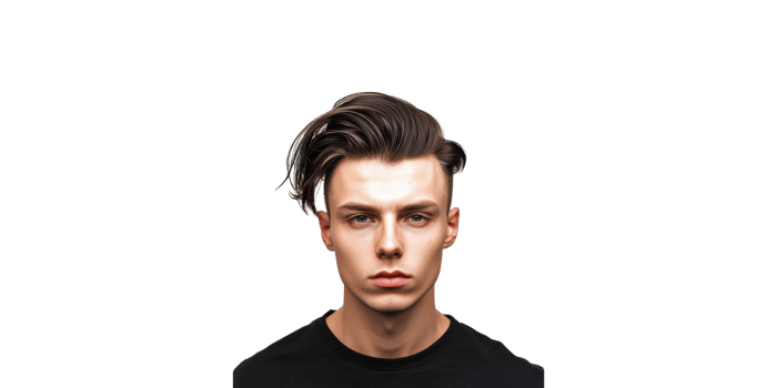 Portrait of young man with stylish hair on transparent background png