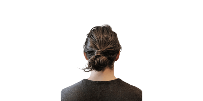 Back view of person with bun hairstyle isolated on transparent background png