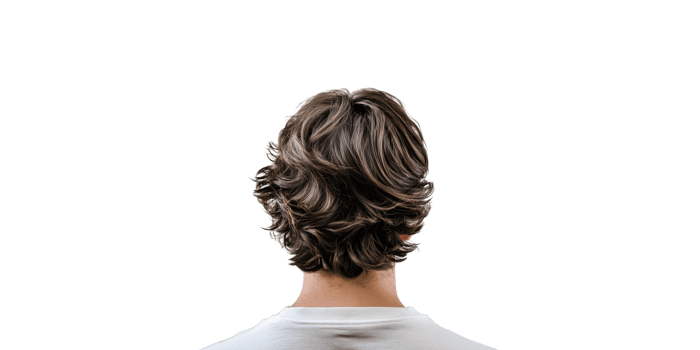 Back view of brown hair with wavy style isolated on transparent background png