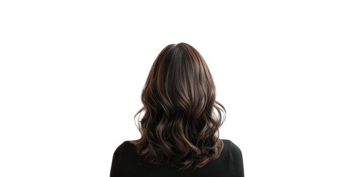 Brown wavy hair from back view isolated on transparent background png