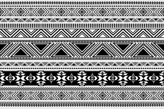 Native tribal seamless black and white pattern background. vector