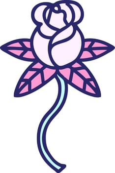 A rose with a pink stem and leaves vector