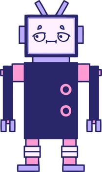 A robot with purple and pink clothes vector