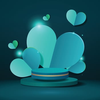 Heart-shaped display with blue background vector