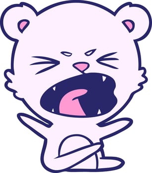 A cartoon bear with its mouth open and its eyes closed vector