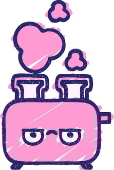 A cartoon toaster with a cloud of steam vector