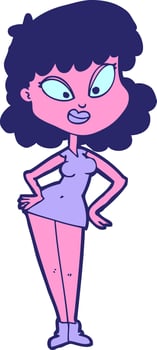 A cartoon girl with blue eyes and dark hair vector