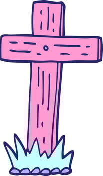 A cartoon cross with pink paint on it vector