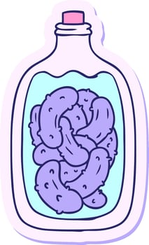 Sticker of a jar of pickles vector