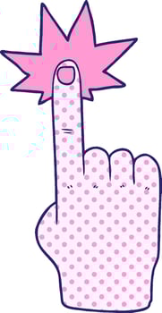 A pink finger pointing up with a star vector