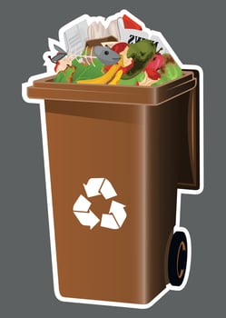 brown plastic container with garbage for garbage isolated on gray background vector