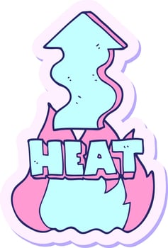 A sticker of a cartoon house with the word heat vector