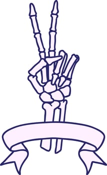 A hand with bones and a peace sign vector